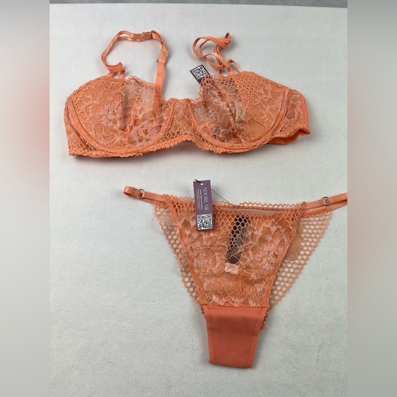NWT orange lacy florescent adore me set - Picture 1 of 2